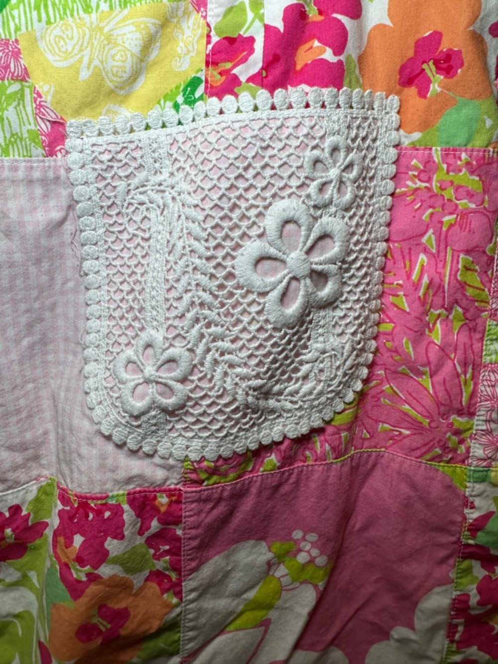 Vintage Lilly Pulitzer Pink & Green Patchwork A-Line Skirt Size 8 100% cotton - Picture 6 of 9